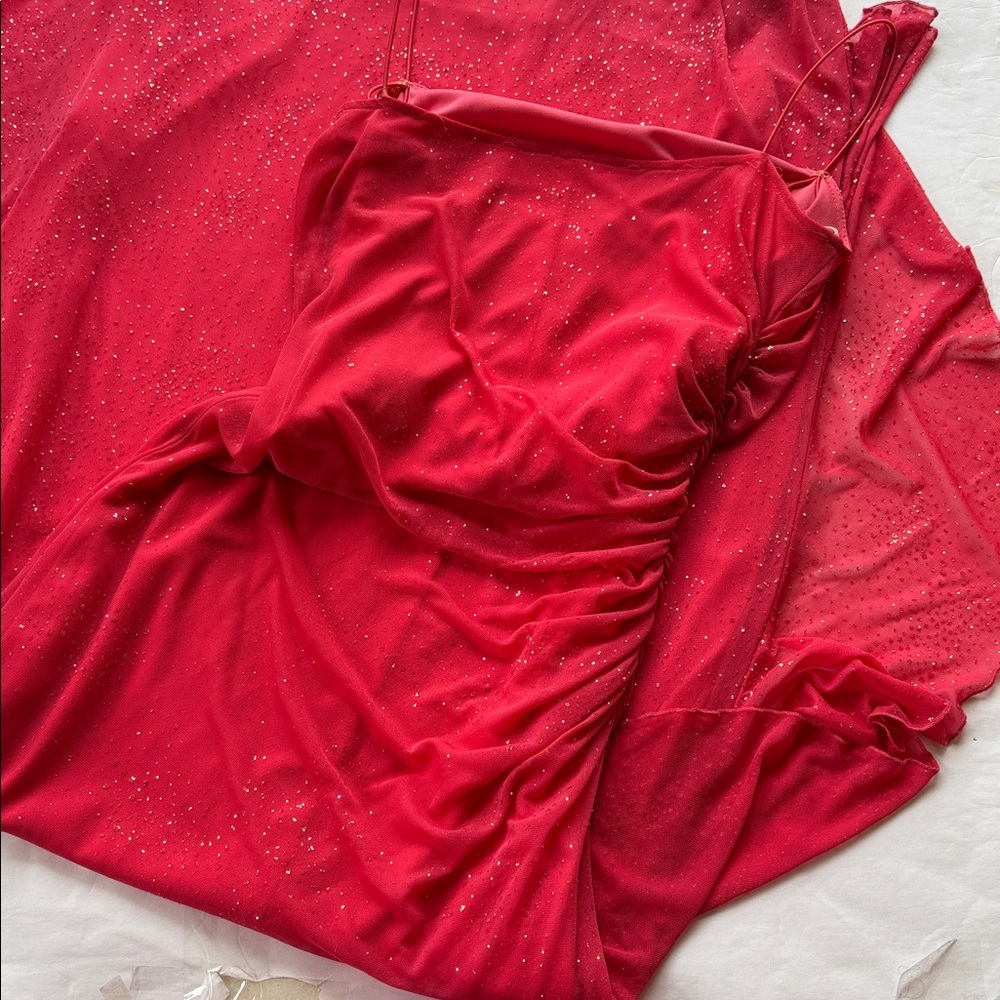 Vintage Maxi y2k Dress Hot Pink Sparkle S Iconic Fairy Princess Glitter Party - Picture 7 of 17